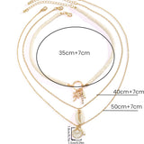 Náhrdelník s přívěskem ve tvaru mušle a slunečnice s více vrstvami