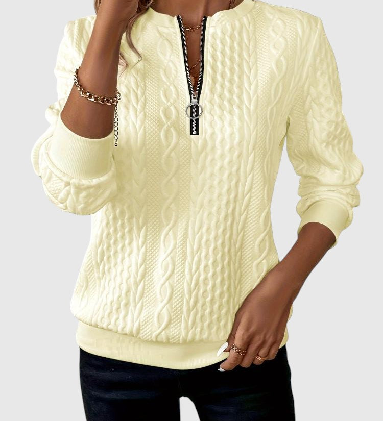 Amalie - Pletený svetr s copánkovým vzorem na zip