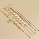 Sada náramků s kovovým řetězem a perlami