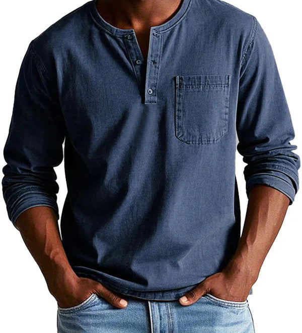 Sebastian - Retro Košile z Prémiového Lehkého Denimu