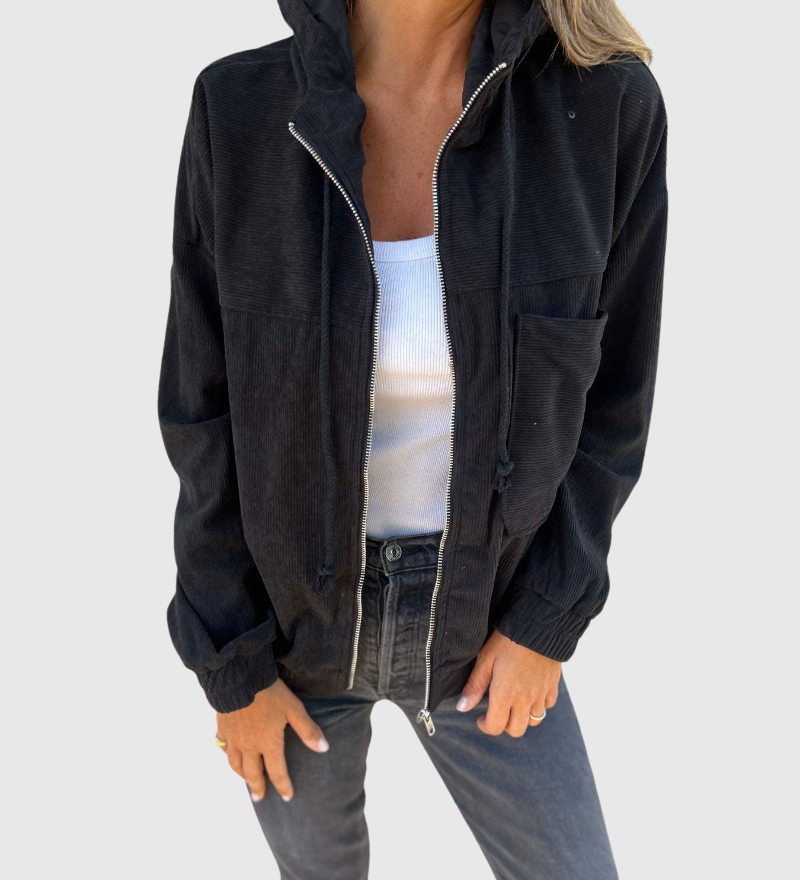 Ella | Manšestrová mikina s kapucí a zipem