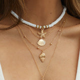 Náhrdelník se hvězdicí z jižního Pacifiku, vícevrstvý, zlatý