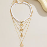 Náhrdelník se hvězdicí z jižního Pacifiku, vícevrstvý, zlatý