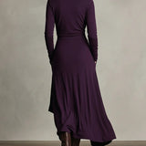 Karolína ❘ Asymetrické plisované maxi šaty s vysokým límcem