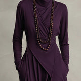 Karolína ❘ Asymetrické plisované maxi šaty s vysokým límcem