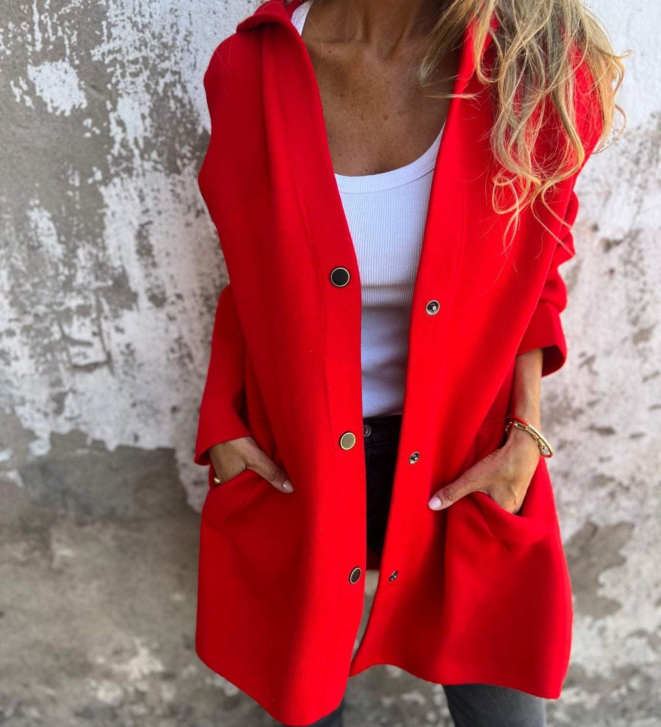 Adelina | Svetřík s knoflíky a kapucí