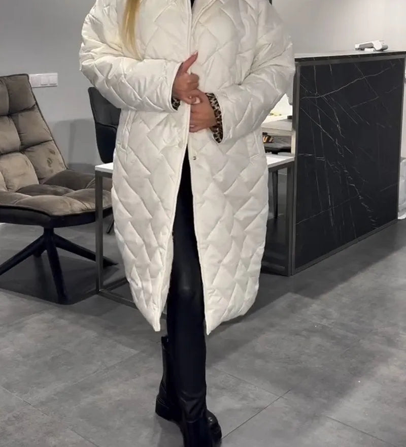 Ofira – Dvouvrstvý prošívaný kabát s leopardí podšívkou